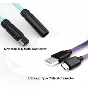 MINI XLR braided coiled coil wrapping usb to usb type c type-c aviation aviator pilot gaming mechanical keyboard cable for keyboards